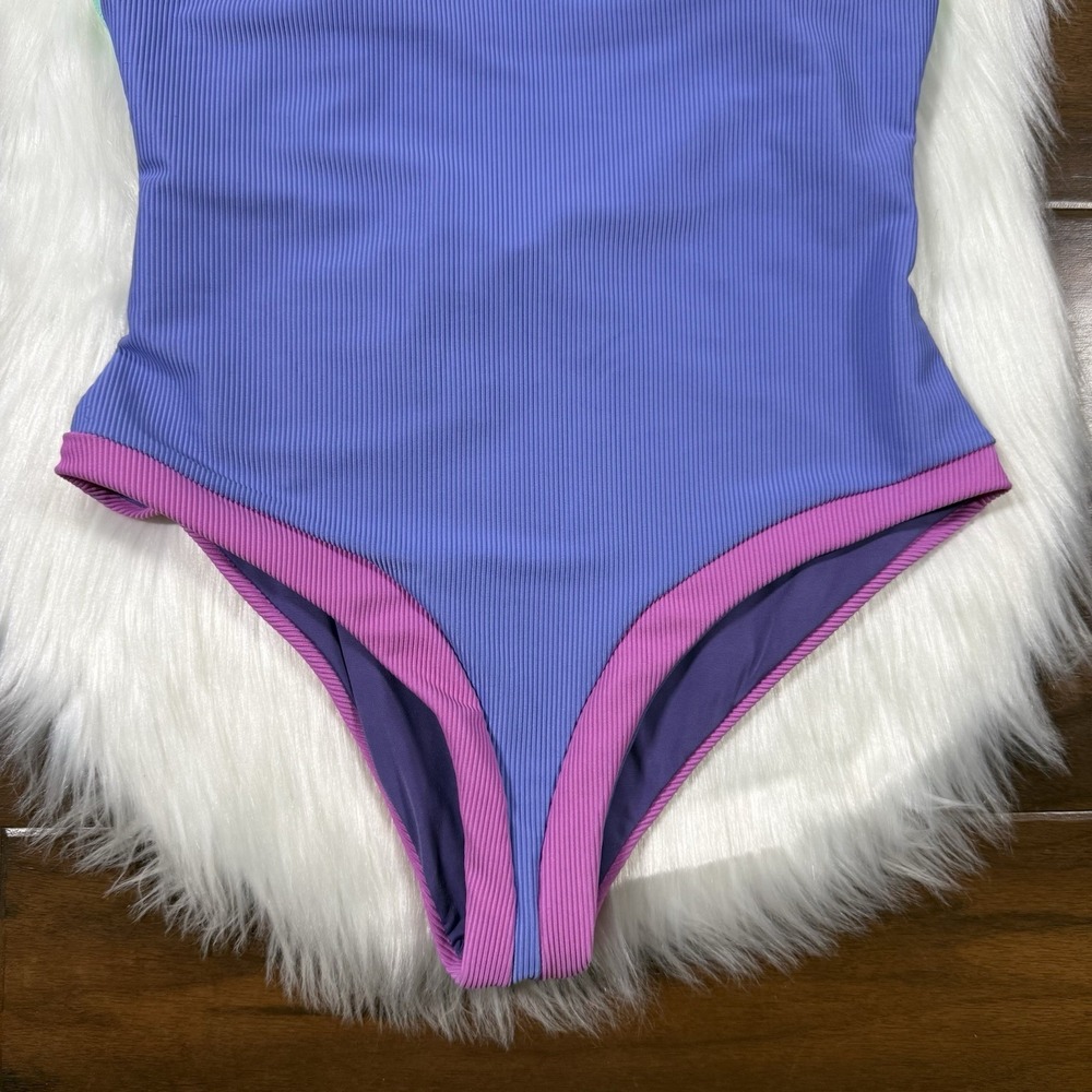 Beach Riot Size XS High Tide Color‎ Block Ribbed Steph One Piece Swimsuit - Picture 3 of 11